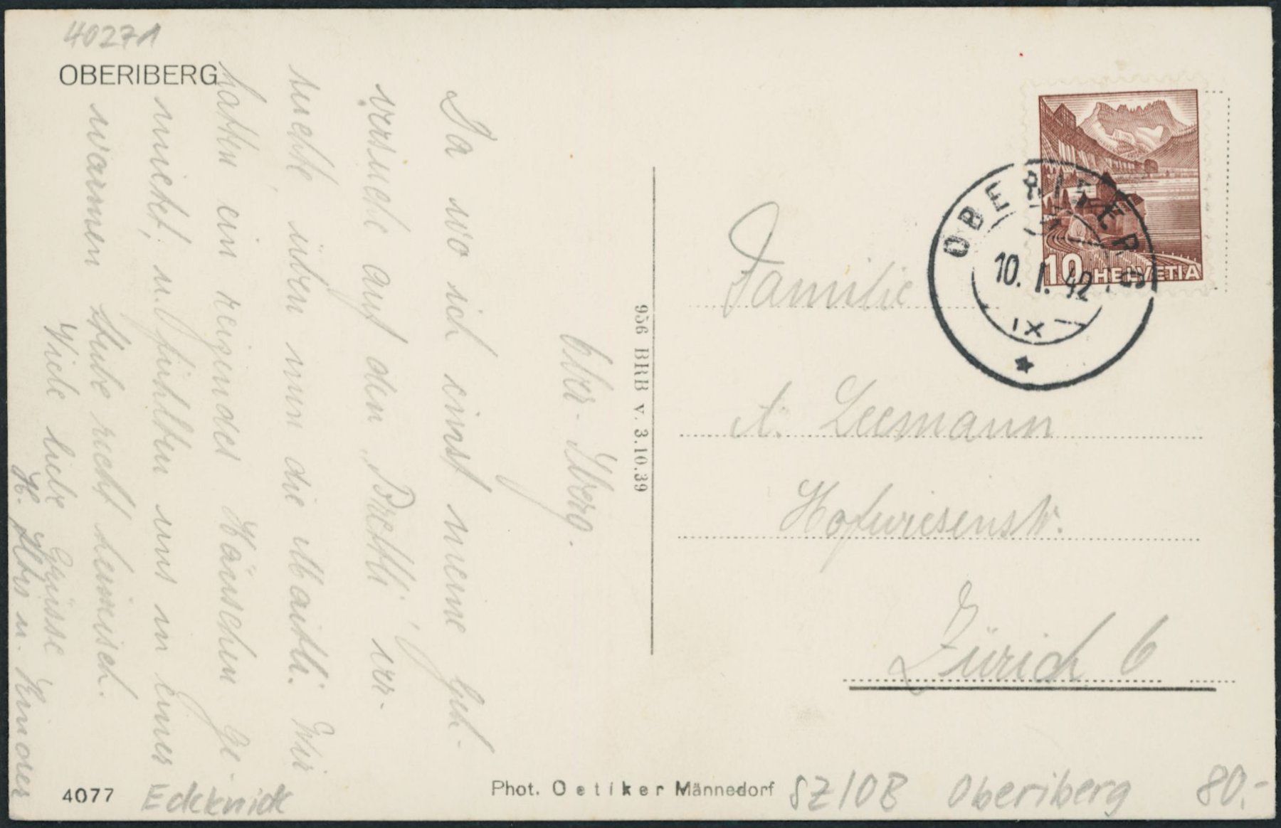 Cartoline postali: SZ Oberiberg – Usato da Schindellegi venduto da Jonathan77 1