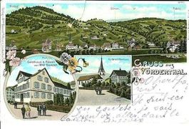 Vorderthal SZ  3 Bild Litho 1906 selten, Zustand gebraucht