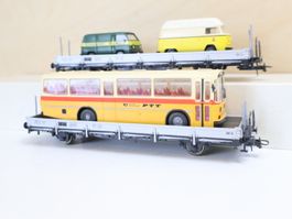 ROCO SBB 2 x Flachwagen modern + Fahrzeuge - H0 AC