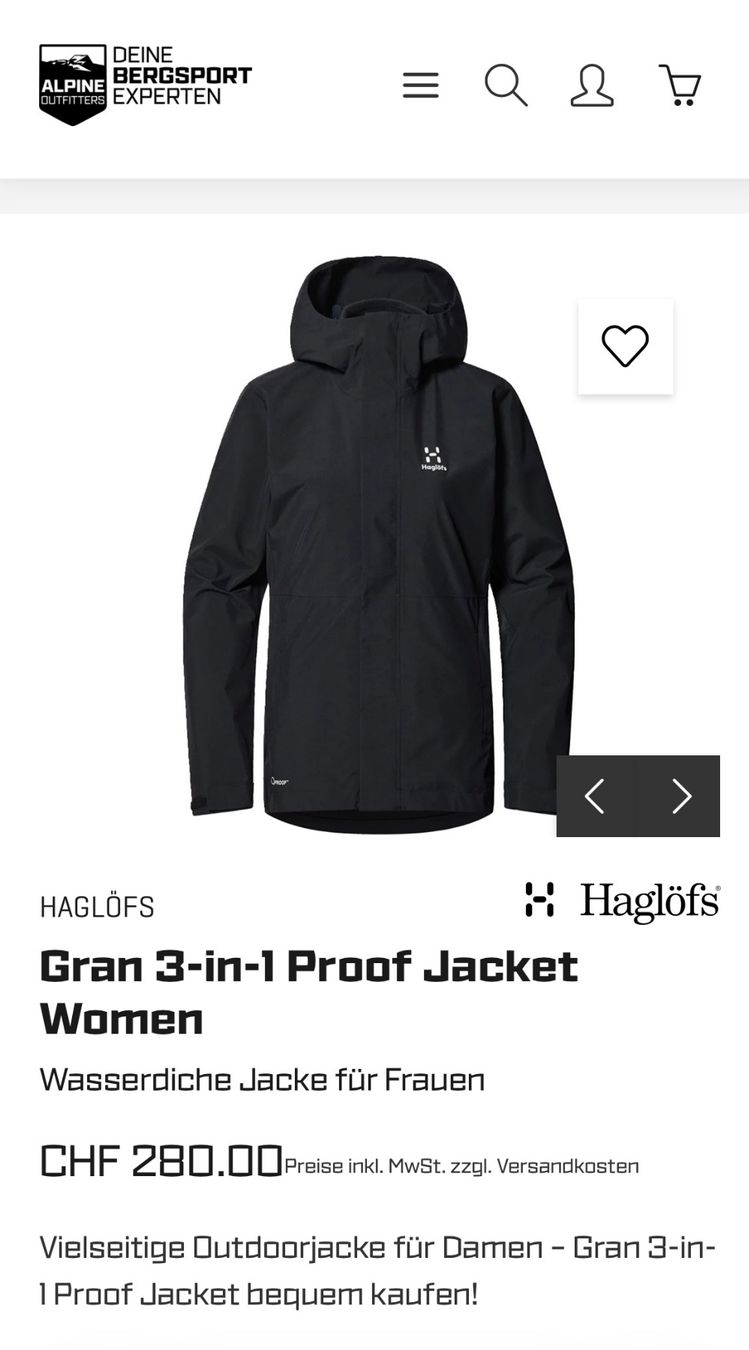 Haglöfs Giacche: Haglöfs Gran 3-in-1 Proof Jacket Women – Nuovo (secondo la descrizione) da Zürich venduto da babychur 1