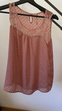 Summer Blouse Stradivarius Gr. S Pink Lace Dots Transparent