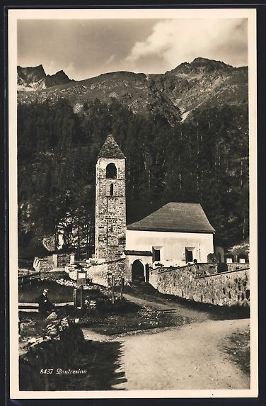 Cartoline postali: AK Pontresina, Partie an der Kirche – Usato da Berlin venduto da bartko-reher