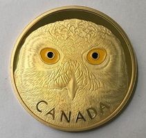 Münze EULE goldfarben Vogel CANADA 2014 Elisabeth II