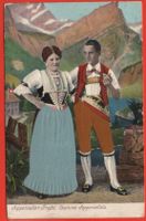 APPENZELLER TRACHT Frau und Mann mit Seidenkleid