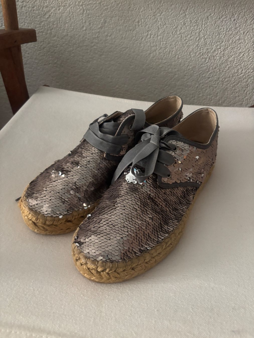 Scarpe da donna: Espadrilles à paillettes gris/rose – Nuovo e nell'imballaggio originale da Genève venduto da bea_f5qp 2