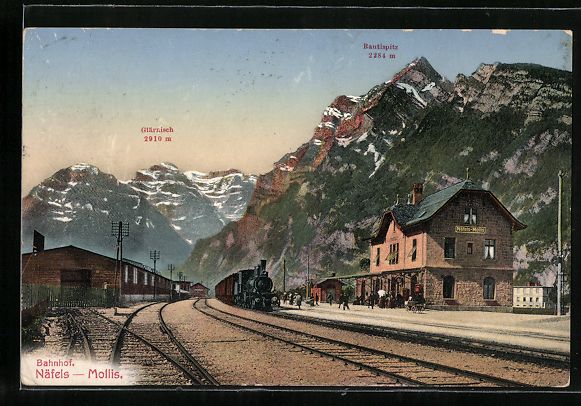 Cartes postales: Näfels-Mollis, Bahnhof mit Glärnisch u – D'occasion à Berlin par bartko-reher
