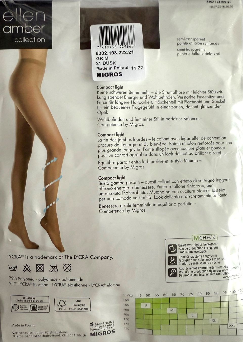 Ellen Amber Calze & Collant: Strumpfhose ellen amber Compact light – Nuovo e nell'imballaggio originale da Menziken venduto da chianti10 1