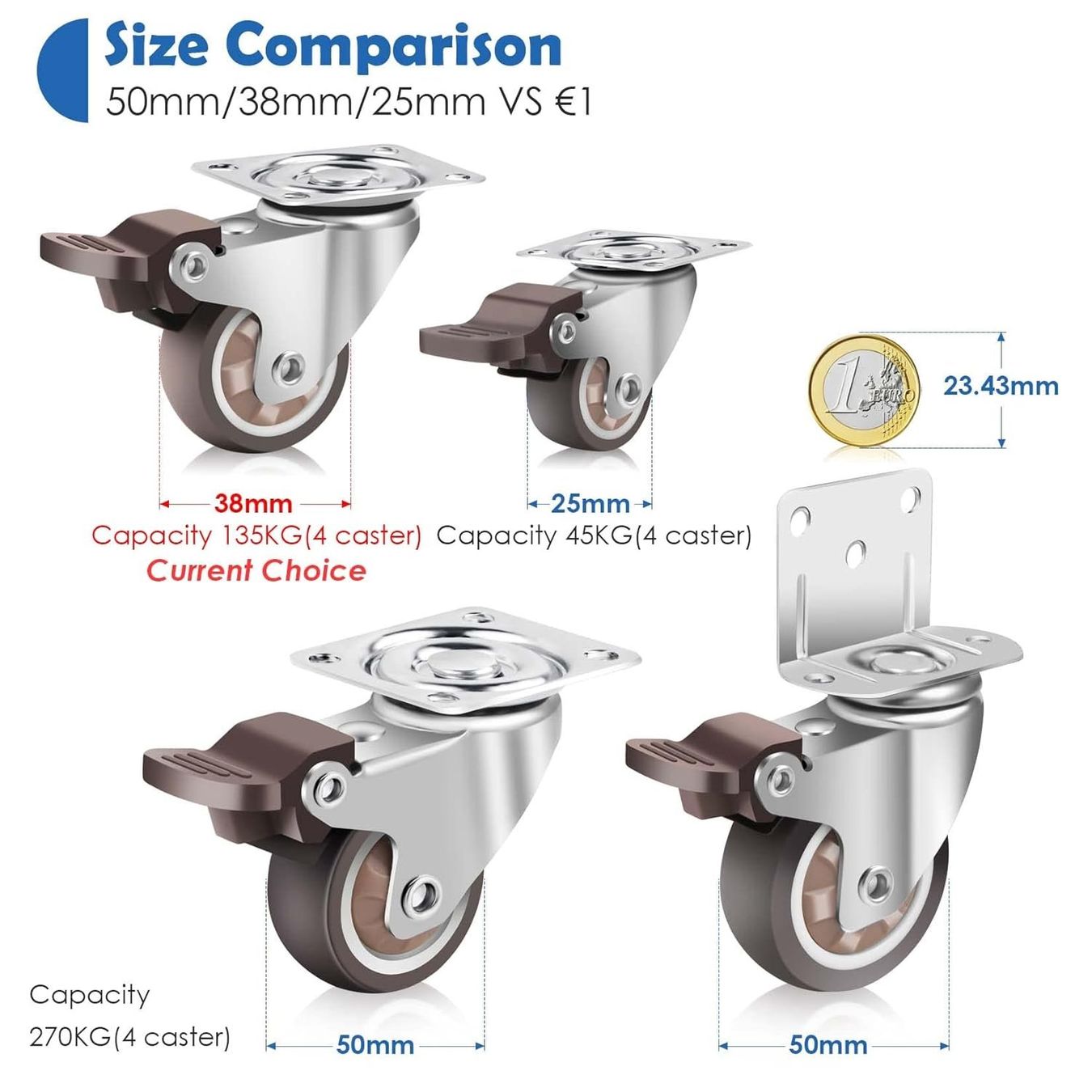 Altro per stoccaggio & trasporto: Möbelrollen Gummi 38mm mit 4 Bremse, 4 stk – Nuovo e nell'imballaggio originale da Nuglar venduto da SaleRitter 1