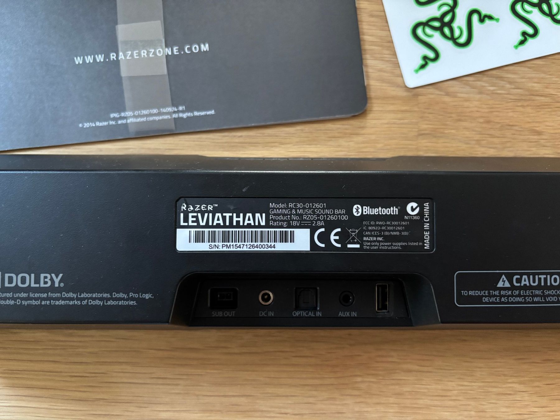 Razer Lautsprecher: Razer Leviathan Soundbar mit Subwoofer – Gebraucht aus Winterthur von topaz02 2