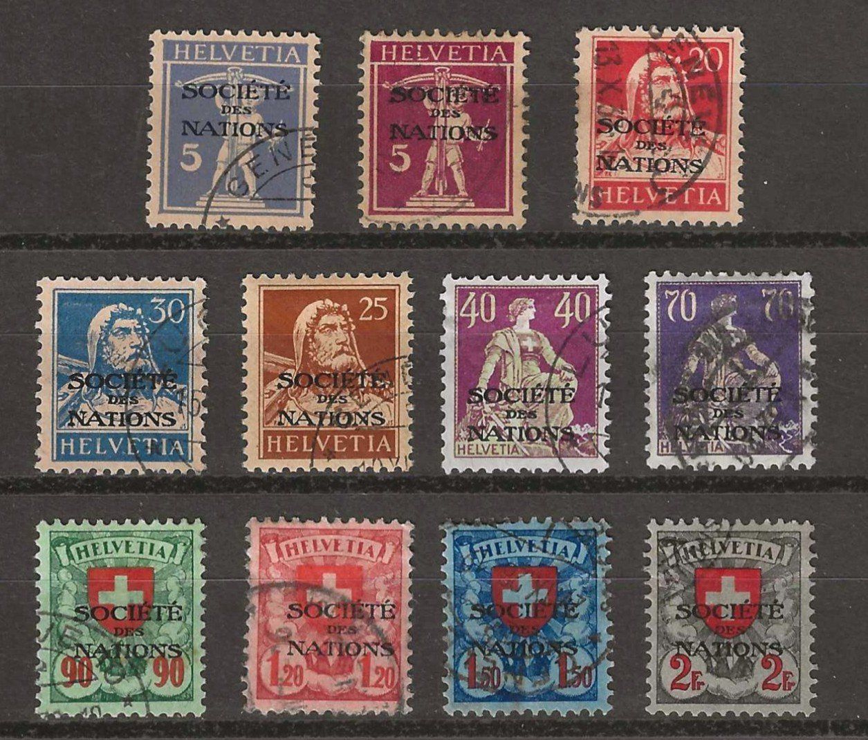 Tutti i francobolli: Genfer Ämter S.D.N  Nr. 16 - 26  : KP 240.-- – Usato da Gümligen venduto da Geniusbuy