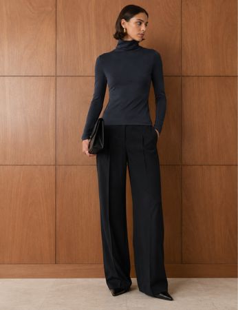 Wolford Turtleneck Rollkragen Blue Gray Cotton Stretch