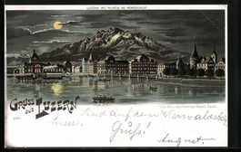 Luzern, Ortsansicht mit Pilatus und Schi