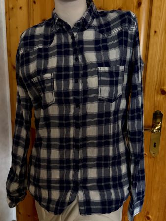 Tally Weijl Damen Hemd Gr. 40, Blau-Weiss Kariert