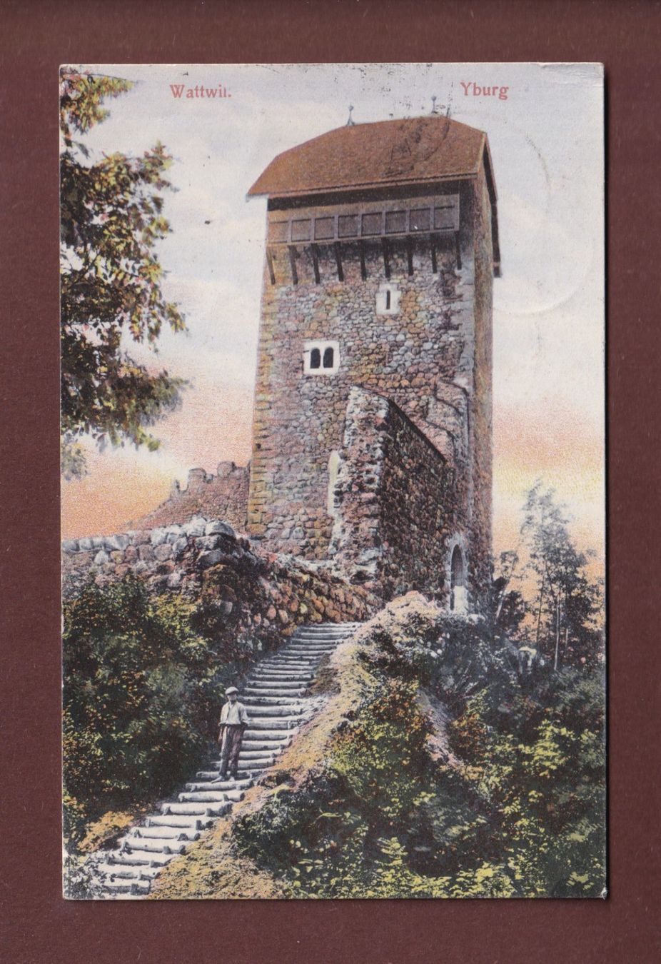 Cartoline postali: WATTWIL - Yburg - 1911 – Usato da Pully venduto da nicecards-shop