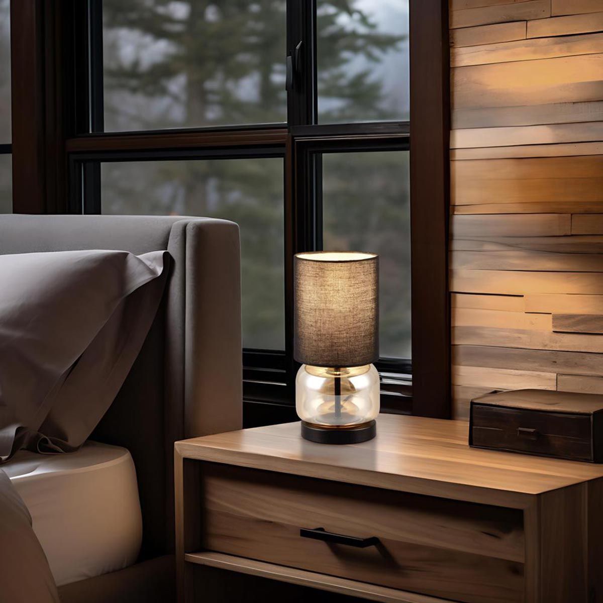 Lampen: Tischleuchte, Stoff, Glas, 28 cm Höhe – Neu (gemäss Beschreibung) aus Kreuzlingen von Smart-Light 1