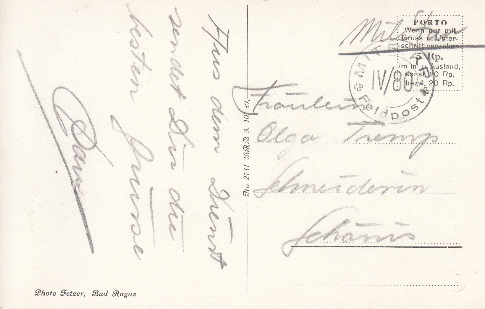 Cartoline postali: Bad Ragaz ca. 1940 – Usato da Bürglen TG venduto da StampGraf 1