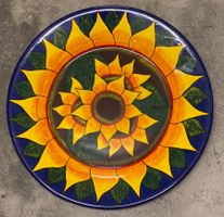 Grosser Wandteller mit Sonnenblumen Motiv