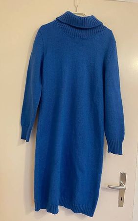 Strickkleid Winterkleid Rollkragenkleid Gr. M Petrol Blau