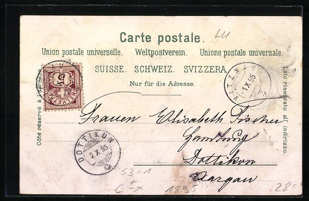 Cartoline postali: Vorläufer-Lithographie Vitznau, 1895, T – Usato da Berlin venduto da bartko-reher 1