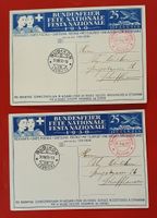 2 Bundesfeierkarten 1930 - 1.Segelflugpost Bachtel