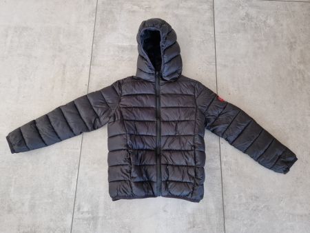 Schwarze Daunenjacke mit Kapuze, Grösse 146/152  ❄️