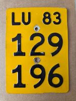 Velonummer LU 83 gelb Mofanummer Mofaschild Plaque Mofa