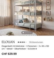 Etagenbett Elouan III Metall silber 3 Plätze 90x190 cm