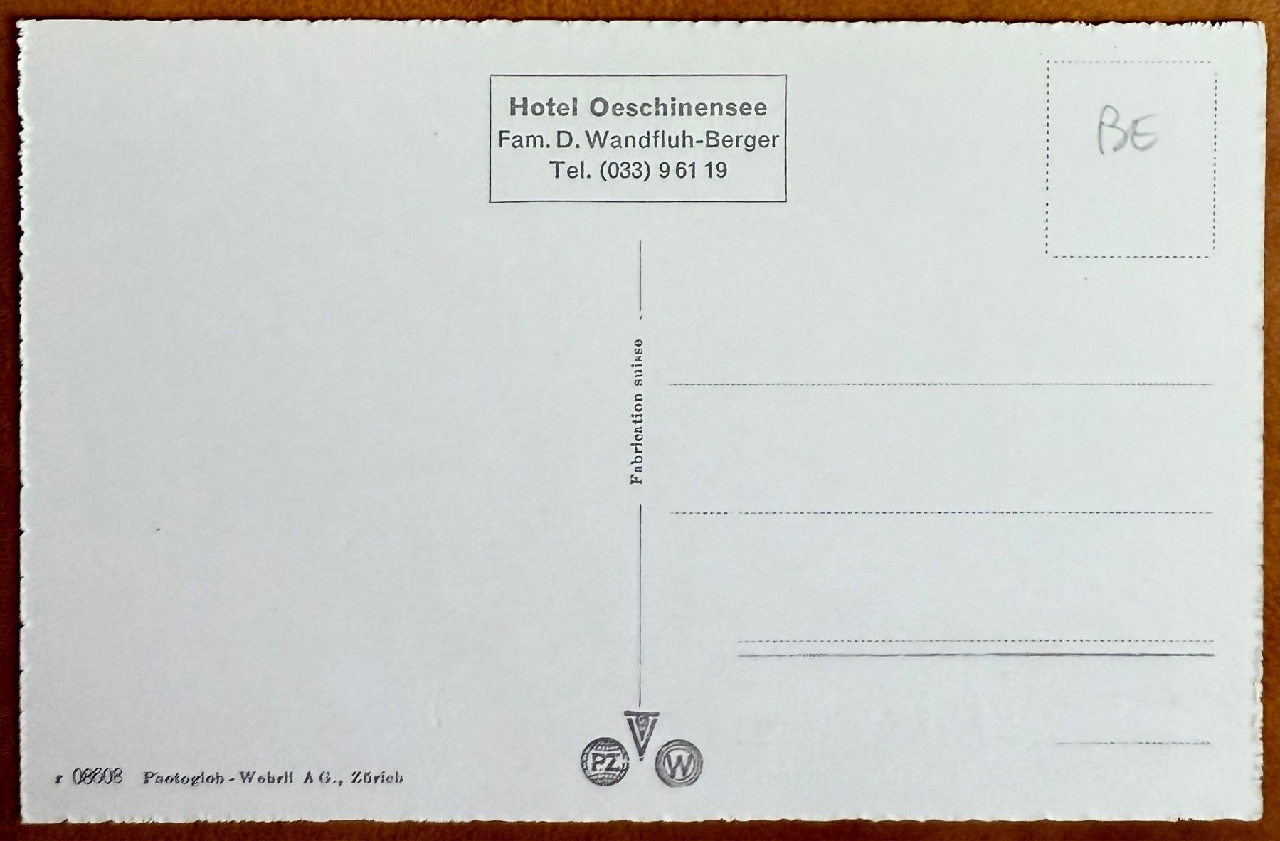 Cartoline postali: AK: Kandersteg - Hotel Oeschinensee – Usato da Lutry venduto da Ediego 2