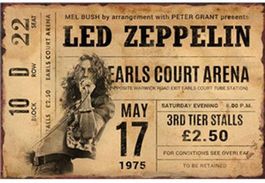 Rusty Blechschild-LED ZEPPELIN-TICKET MA
