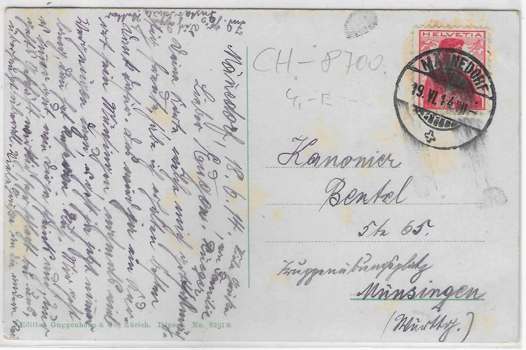 Cartoline postali: Männedorf - Dorfpartie - Litho – Usato da Ettingen venduto da Kartenplanet 1