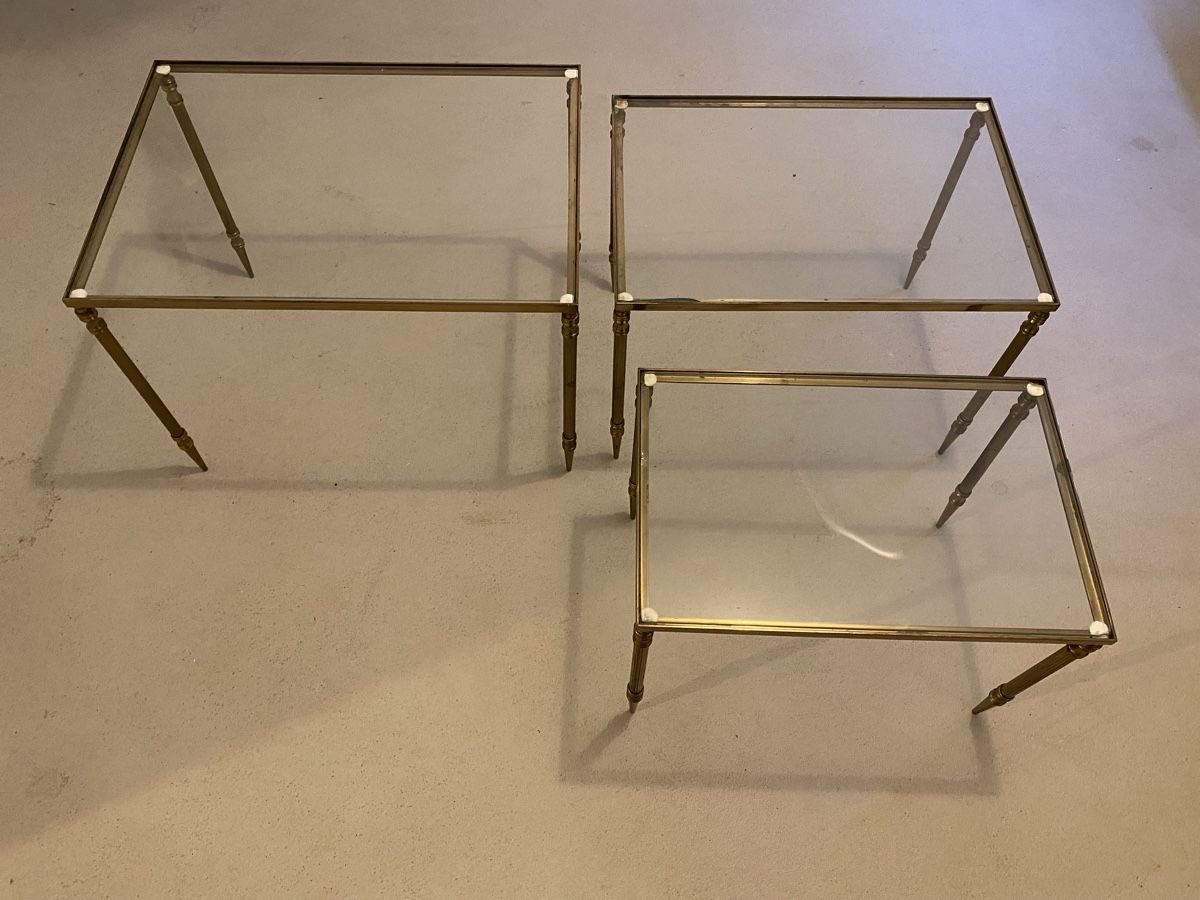 Tavoli: Glastischli mit Messinggestell. – Usato da Aarburg venduto da 06Haldimann02 1