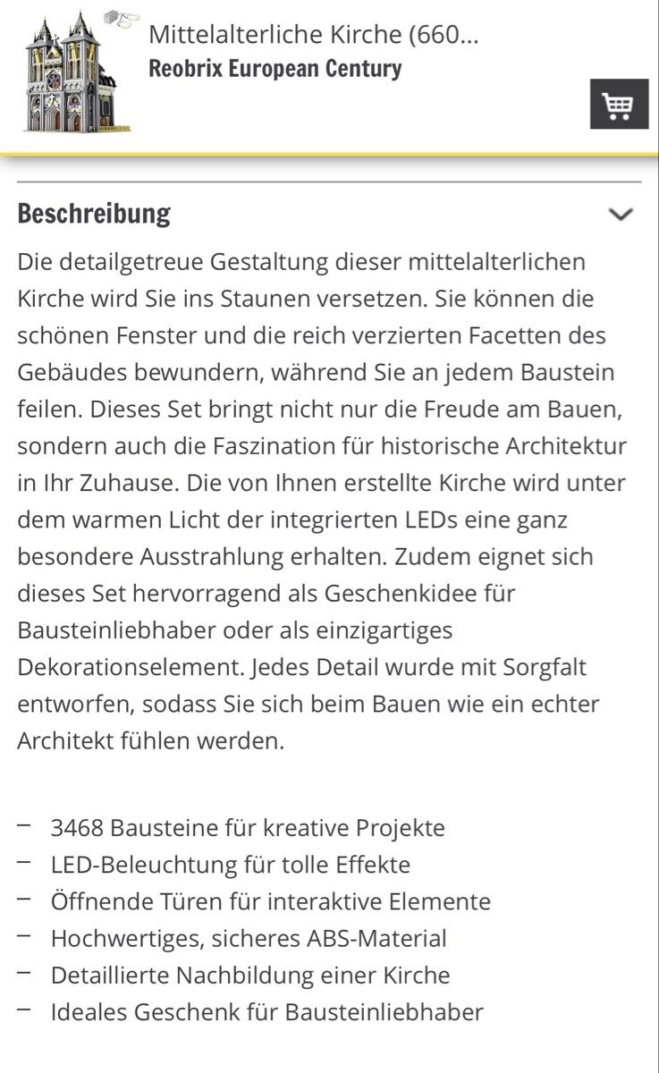 Lego Giocattoli: Klembaustein mittelalterliche Kirche – Nuovo e nell'imballaggio originale da Härkingen venduto da Muelli7 3