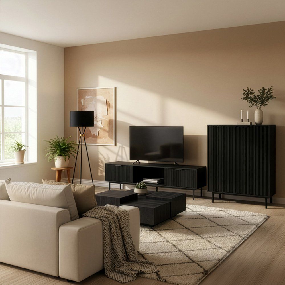 Cassettiere: Sideboard 115x90cm NALA - Schwarz – Nuovo e nell'imballaggio originale da Wallenwil venduto da toesstal-vertrieb 3