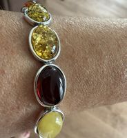 Elegantes Silberarmband mit baltischen Bernsteinen