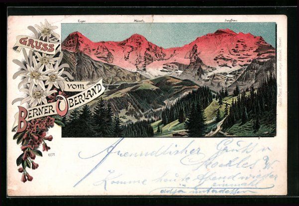 Cartoline postali: Litho Berner Oberland /Schweiz, Blick au – Usato da Berlin venduto da bartko-reher
