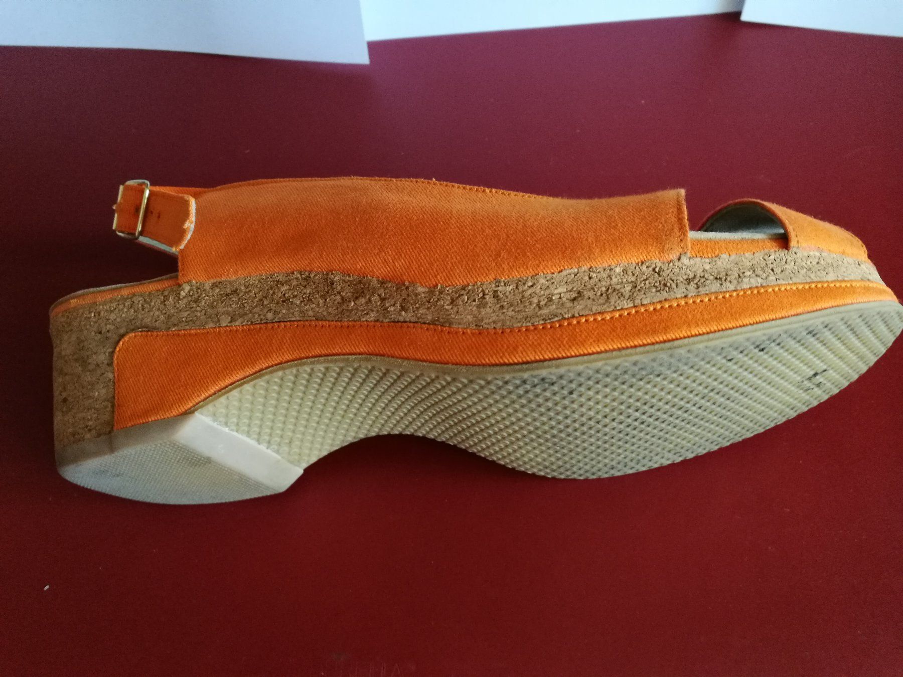 Scarpe da donna: Sandale orange Stoff handgefertigter Massschuh – Nuovo (secondo la descrizione) da Horn venduto da sonjamenzi 2
