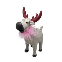 Deko Hirsch aus Keramik H:27cm Grau/Lila