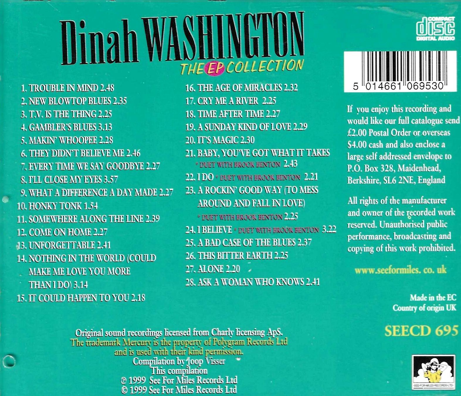 CD: Dinah Washington - The EP Collection – Usato da Savagnier venduto da Ne2065 1
