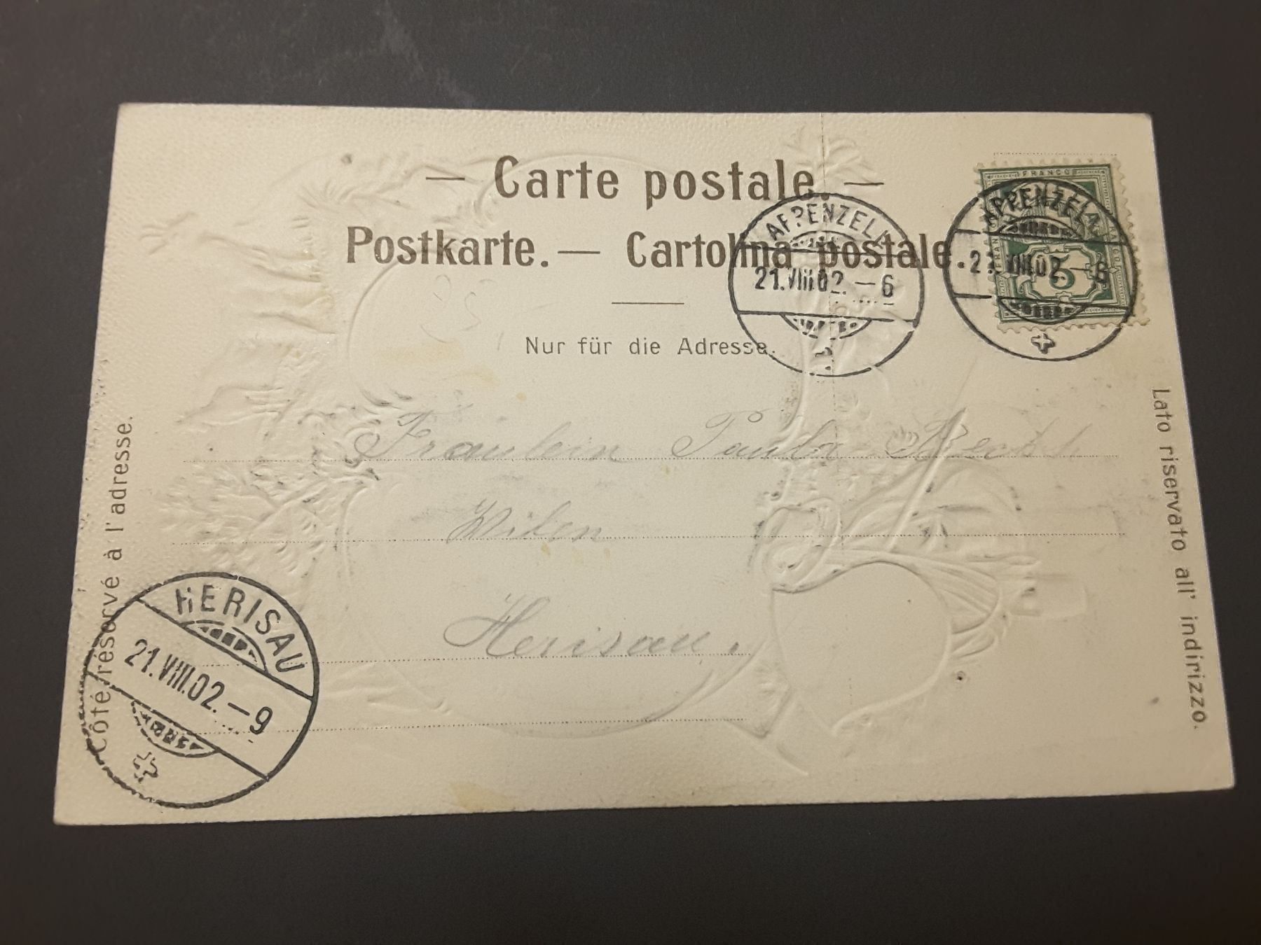 Cartoline postali: Prägekarte Appenzell , 1902 – Usato da Reichenburg venduto da Pipo-67 1