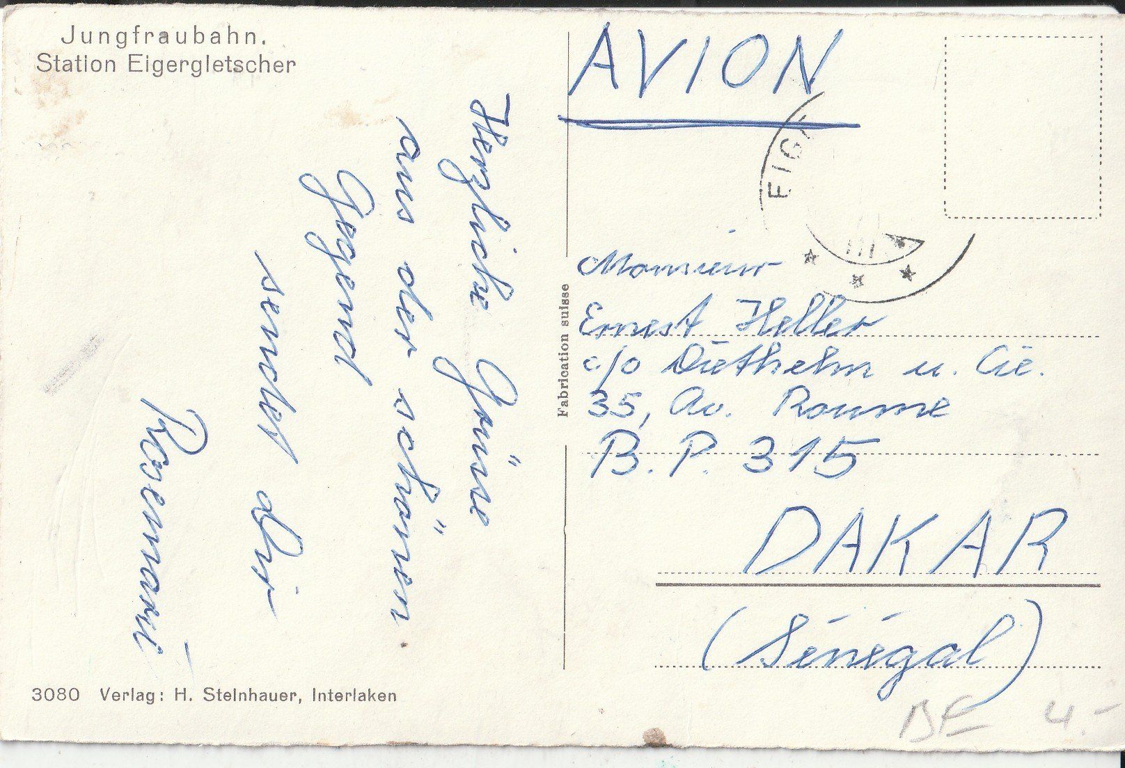 Cartoline postali: Jungfraubahn. Station Eigergletscher – Usato da Lumbrein venduto da made02 1
