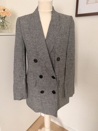Blazer Zara kariert schwarz weiss Gr. S neuwertig Leinen