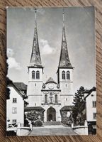 Hofkirche, Neujahrsgruss, Stempel St. Leodegar 1963