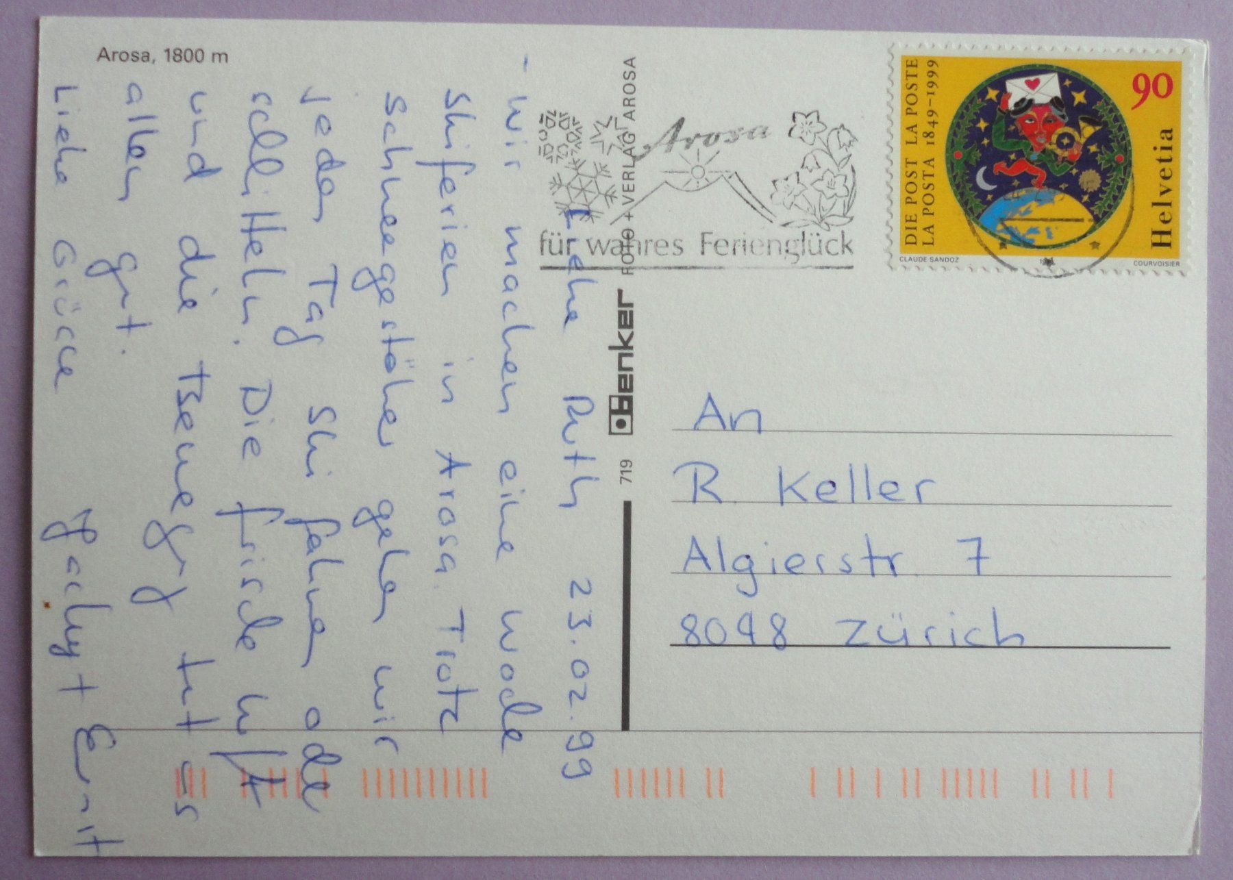 Cartoline postali: Arosa 1800 m – Usato da Fétigny venduto da Billy2miny 1