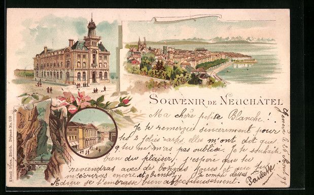 Ansichtskarten: Litho Neuchâtel, Gebäudeansicht, Stras – Gebraucht aus Berlin von bartko-reher