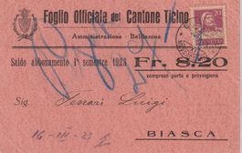 AK Ufficiale Cantone Ticino Abbonamento 1923. Bellinzona
