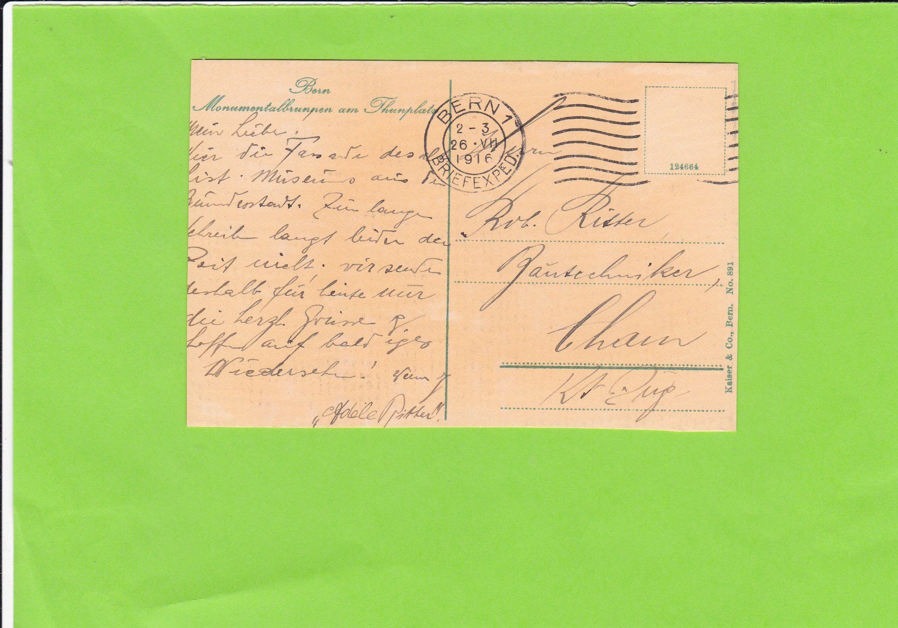 Cartoline postali: Bern-Monumentalbrunnen am Thunpaltz – Usato da St. Peterzell venduto da neckertal 1