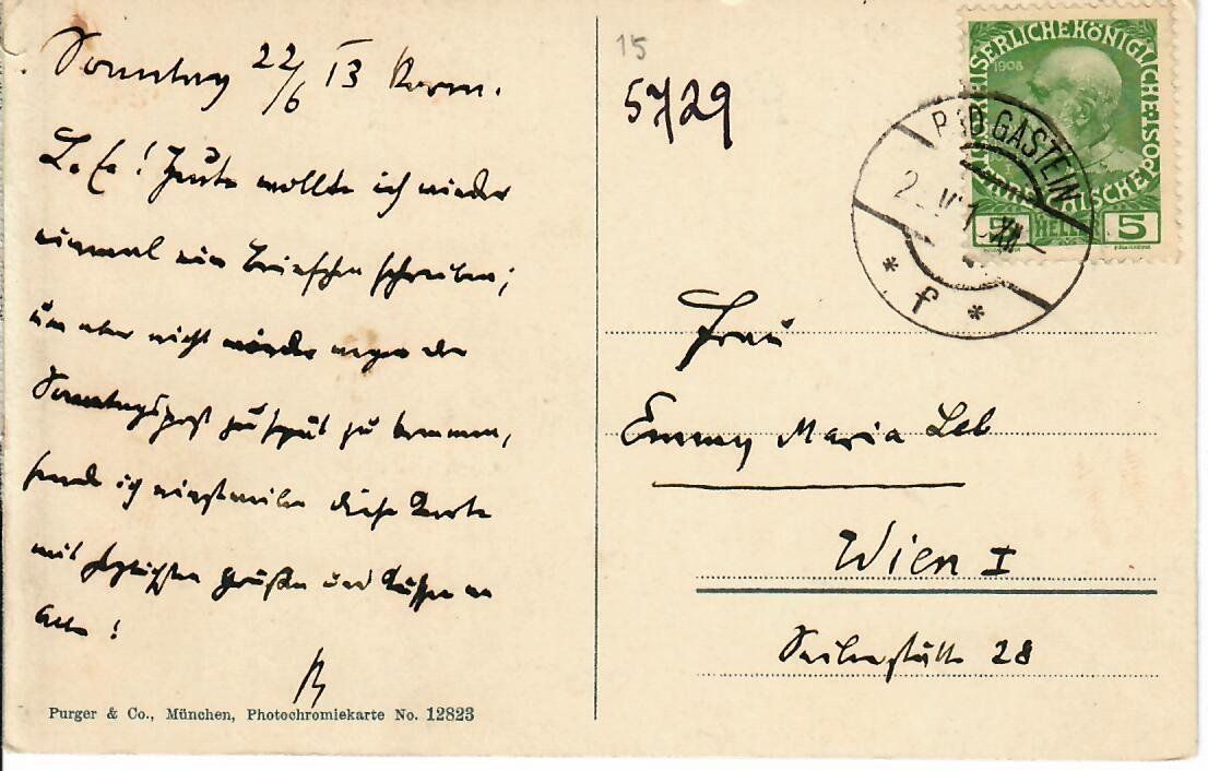 Cartes postales: Bad Gastein  1913 – D'occasion à Hochdorf par Ziegel-16 1