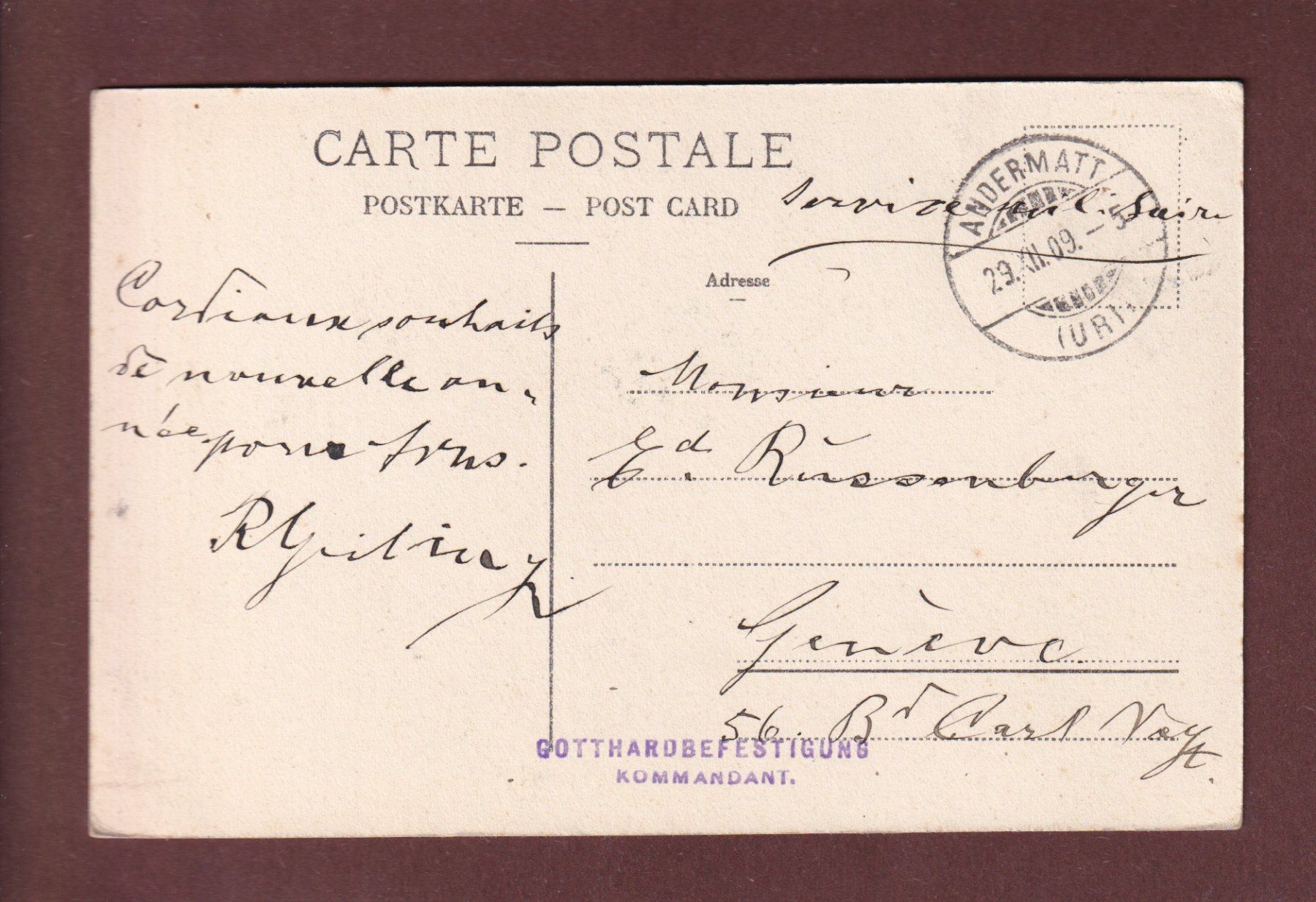 Cartoline postali: ANDERMATT - Bäzberg - 1909 Feldpost – Usato da Pully venduto da nicecards-shop 1