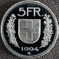 5 Franken 1994 stgl. / aus Münzsatz