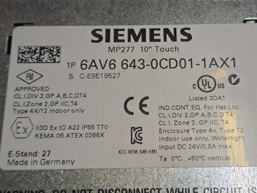 Monitor: Siemens MP277 10 Zoll 'touch' – Usato da Engwang venduto da CHRUHL 1